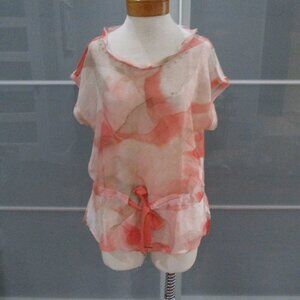 Luis Civit Sheer Short Sleeve 100% Silk Tunic / Blouse